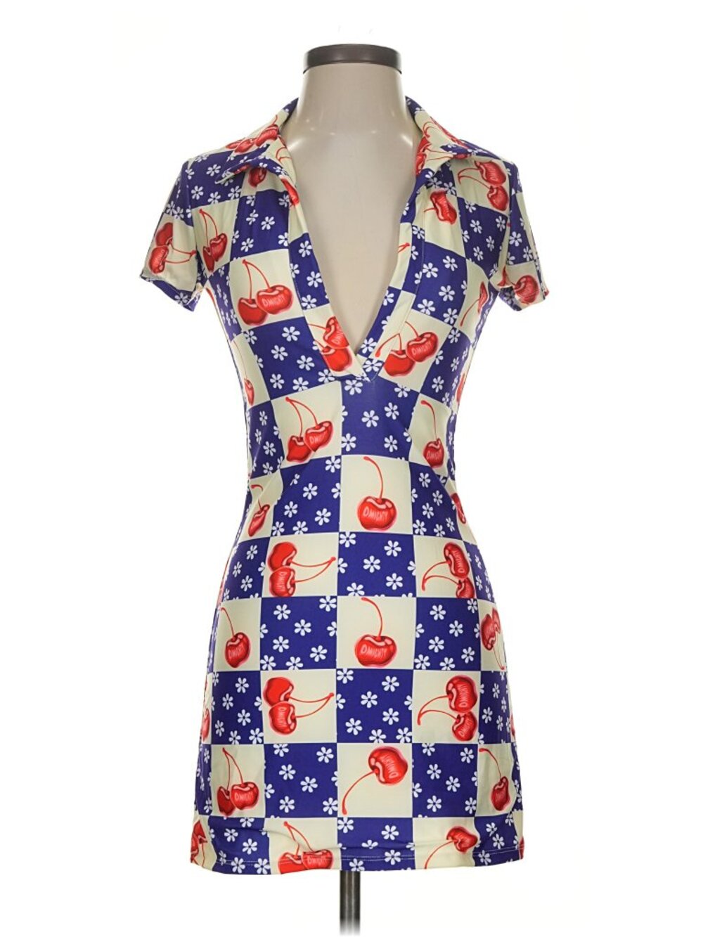 Omighty Cherry Check colorblock dress NWT - Picture 2 of 6